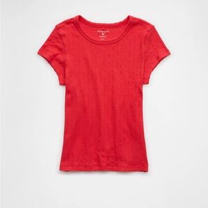 American Eagle AE Hey Baby red Pointelle T-Shirt in size large